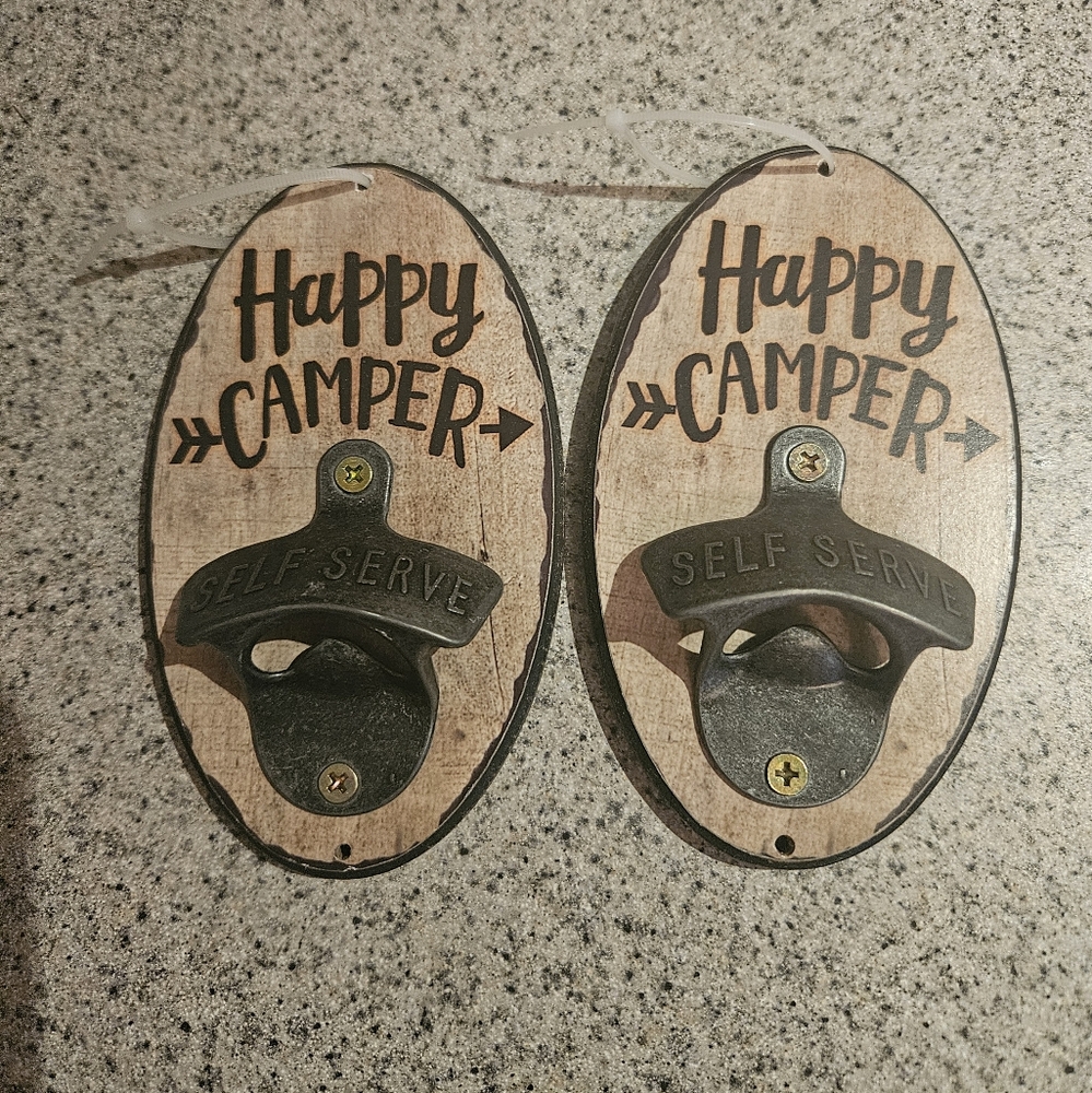 Happy Camper bottle opener wall decor